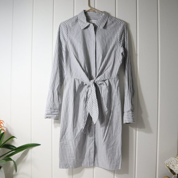 Calvin Klein Dresses & Skirts - Calvin Klein Women's Cotton Striped Tie-waist Shirtdress